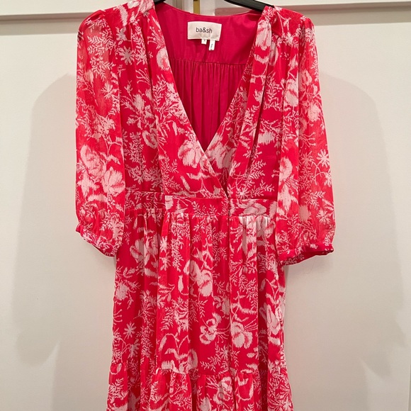 NEW BA&SH Ulia Printed Surplice Mini Dress - Picture 3 of 5